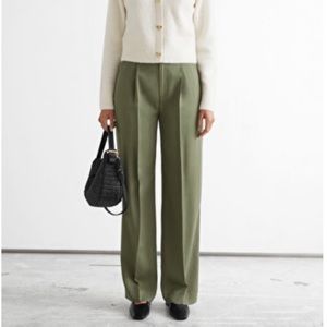 Olive Pleated Slacks